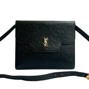 Yves Saint Laurent YSL Leather Shoulder Bag Pochette Black 35866